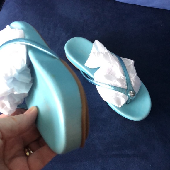 Metallic Blue Flip Flops with Rhinestone 8M - Picture 9 of 16